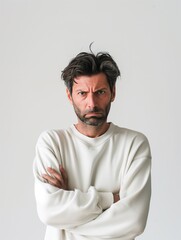 Obraz premium Man angry at minimalist outfit