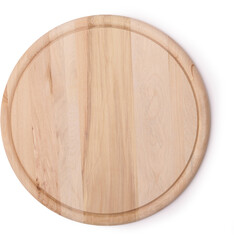 Realistic wood circle chopping board isolated on transparent background.fit element for scenes project.