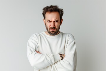 Man angry at minimalist outfit