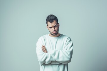 Man angry at minimalist outfit - obrazy, fototapety, plakaty