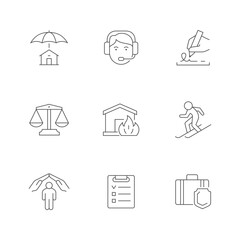 Set line icons of insurance