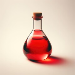 chemical laboratory glassware with red liquid
