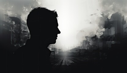 The enigmatic figure of a man shrouded in darkness, with smoke and steam adding to the atmospheric ambiance.
