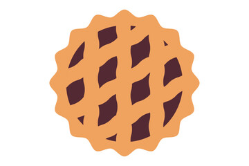 Top view of the pie. Yeast baked goods in flat vector style