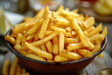 Large bowl of fresh french fries