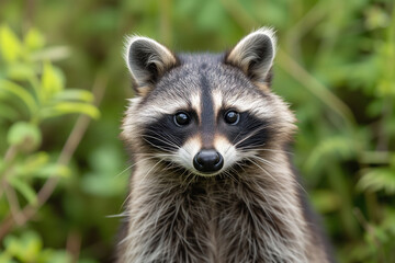 Naklejka na ściany i meble Raccoon outdoor portrait