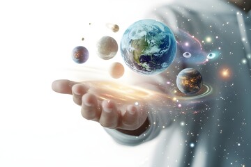 Astronomer studying the universe Recognition of planets with holograms future technology Keep it on hand, Generative AI
