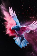 Obraz na płótnie Canvas bird Animal parrot bird and holi powder explosion of colours