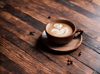 Obraz na płótnie Canvas Cup coffee beans wooden