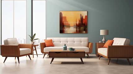Choose furniture with tapered legs and wooden accents for an authentic mid-century modern look and feelar
