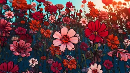 Tuinposter Seamless flower background, colorful flower background © xuan