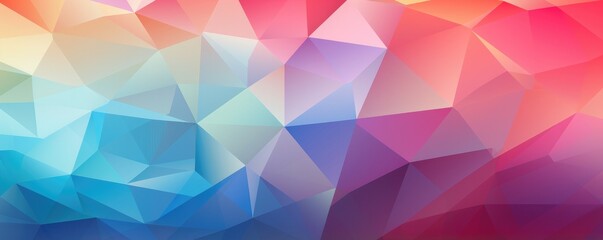 Obraz premium Abstract triangle wallpaper in light colorful pastel colors, banner panorama. Generative ai.