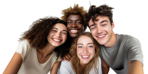Hugging happy freshmen students of different nationalities, best friends, cut out. Multiracial concept