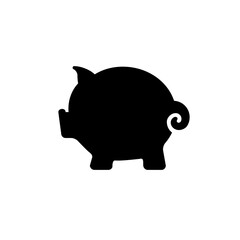 Pig silhouette illustration. Vector black glyph icon isolated on white background.
