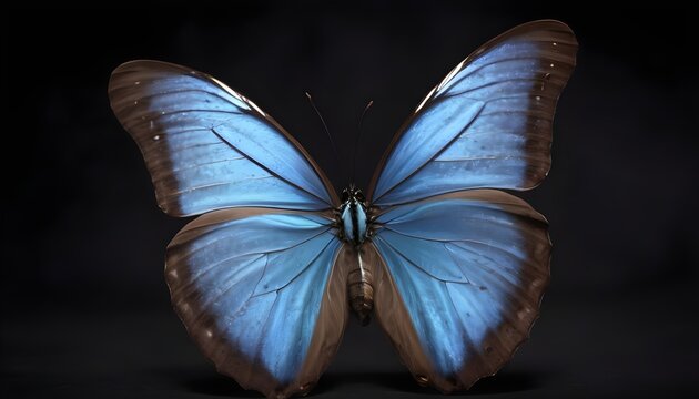 Morpho peleides butterfly, black background 