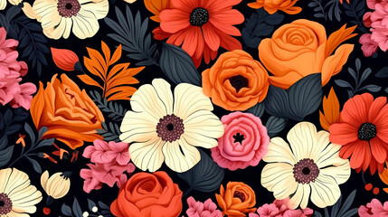 Seamless flower background, colorful flower background