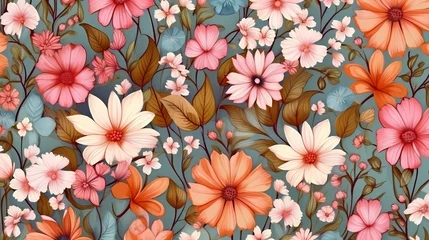 Foto op Plexiglas anti-reflex Seamless flower background, colorful flower background © xuan