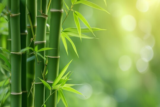 young bamboo over green nature background