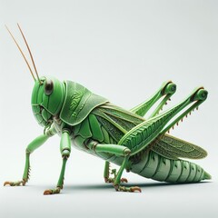 green grasshopper on white background
