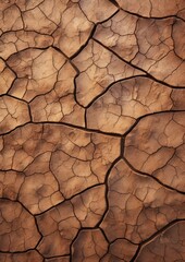 Texture of different shades of brown dry cracked ground surface, climate change. Generative Ai.