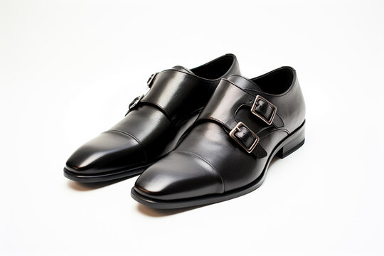 black leather shoes, AI Generative.