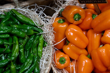green pepper and orange pepper
