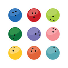 Set of bowling ball icons. Symbol of game, recreation or sports competition. Bowling figures.