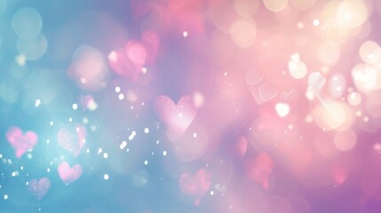 Romantic blurred background with hearts for Valentine's day. - obrazy, fototapety, plakaty