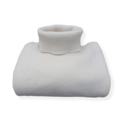 folded white wool turtleneck sweater on isolated white background 
