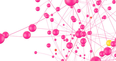 Abstract polygonal space with connecting dots and lines. Dark background. Connection structure. 3d Widescreen