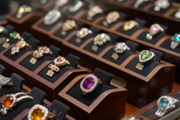 High-end jewelry boutique with exquisite gemstones and bespoke design services