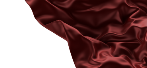 3d render of abstract red cloth falling. Silk drapery flies away.