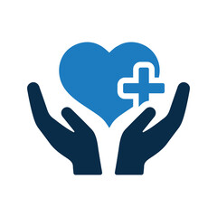 hand with medical heart and cross