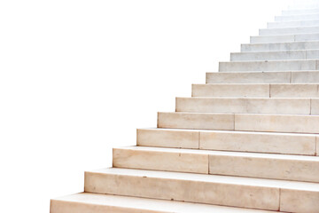 Marble staircase with stone stairs in building in PNG isolated on transparent background