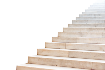 Marble staircase with stone stairs in building in PNG isolated on transparent background