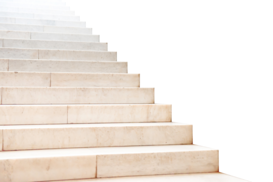 Marble staircase with stone stairs in building in PNG isolated on transparent background