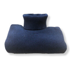 folded  dark blue wool turtleneck sweater on isolated white background 