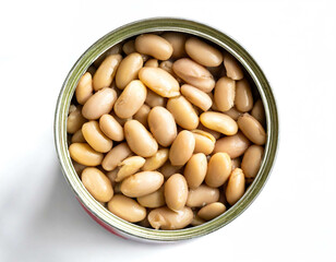 Dose mit Bohnen isoliert auf weißen Hintergrund, Freisteller