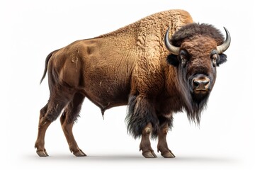 big buffalo bison isolated on white background