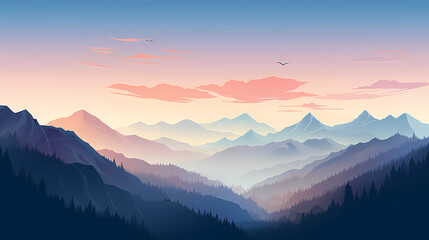 Obraz premium Mountain peak illustration, mountain aerial photography PPT background illustration