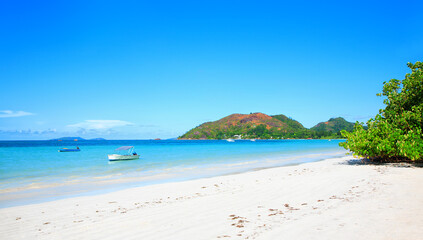 Anse Volbert Beach, Island Praslin, Republic of Seychelles.