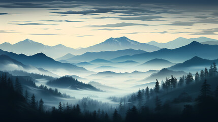 Fototapeta na wymiar Mountain peak illustration, mountain aerial photography PPT background illustration