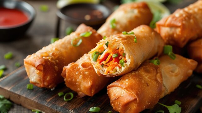 Deliciously crispy egg rolls with a variety of fillings, perfect for National Egg Roll Day