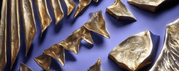 a close up of a gold sculpture of a shark's teeth