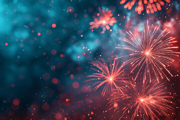 Fototapeta premium Abstract Firework Display as a Dynamic Background with Space for Text