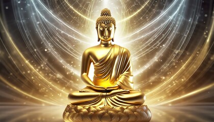 golden buddha statue - obrazy, fototapety, plakaty