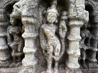 Beautiful interior of the Temple of Bamuni hill of Tezpur, India. vintage temples or indian temple...