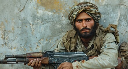 Pakistani soldier portrait. Soldier of Pakistan realistic detailed photography texture