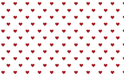 Small dark red hearts on white background seamless pattern for Valentine's Day.  Hand drawn style. Vector illustration.