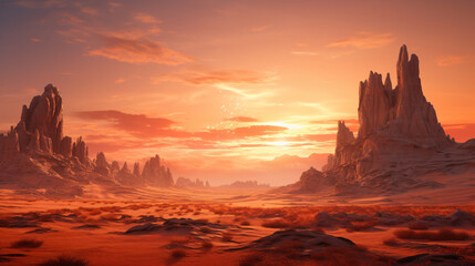 Sunset in the stone desert